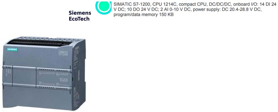 مروری بر پردازنده 1214C DC/DC/DC پی ال سی 1200 زیمنس، کد فنی 6ES7214-1AG40-0XB0
