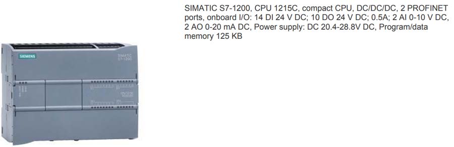مروری بر پردازنده 1215C DC/DC/DC پی ال سی 1200، کد فنی 6ES7215-1AG40-0XB0